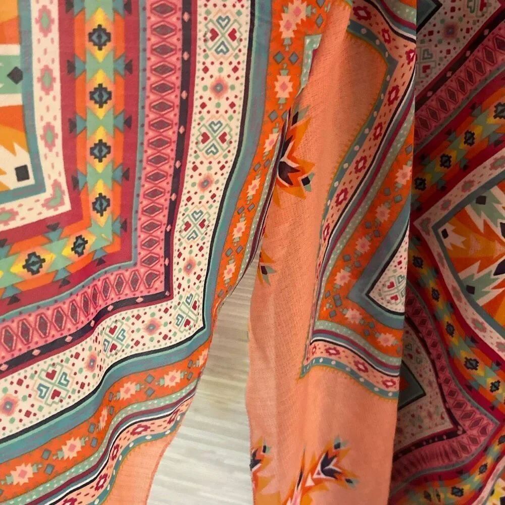 life 4 truth Gorgeous peach blush beach coverup/duster L/XL aztec bohemian - Picture 4 of 4